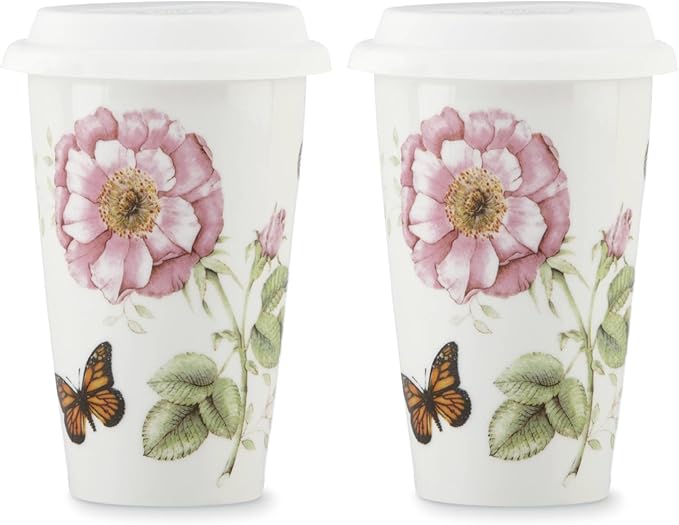 Lenox 896463 Butterfly Meadow Thermal Travel Mugs, Set Of 2
