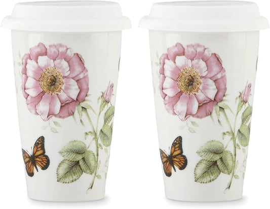 Lenox 896463 Butterfly Meadow Thermal Travel Mugs, Set Of 2