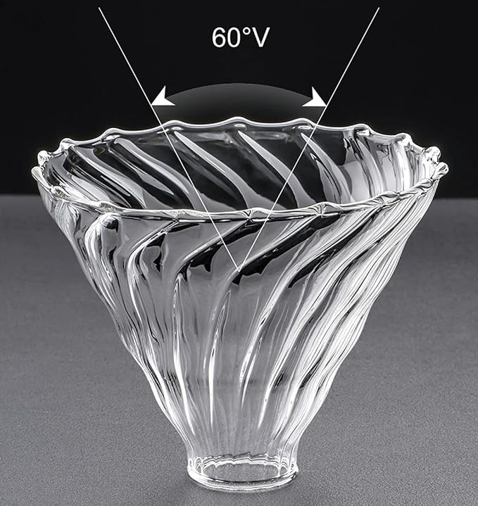 Glass Coffee Dripper/Filter - Glass Pour Over Coffee Cone with Bamboo Stand, Drip Coffee Maker Funnel Accessories for Home or Office, 1-5 Cups