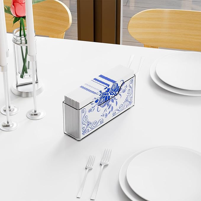 Cq acrylic Guest Towel Holder for Bathroom,9 Inch Vertical Clear Napkin Holder for Disposable Guest Towel,Modern Bathroom Paper Hand Towel Holder and Napkin Dispenser for Home,Hotel,Office,Kitchen
