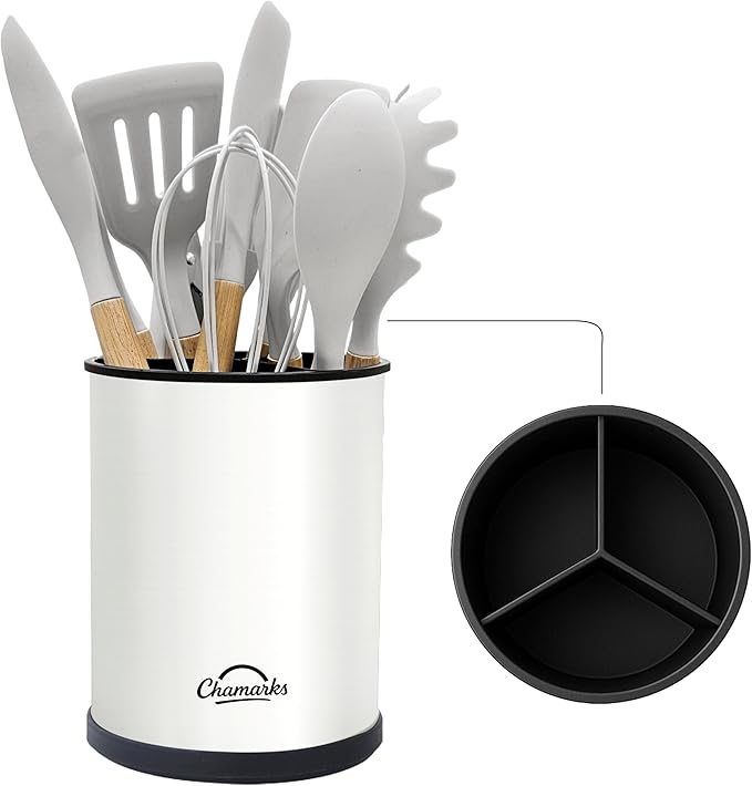 Kitchen Utensil Holder and Countertop Organizer. (White)