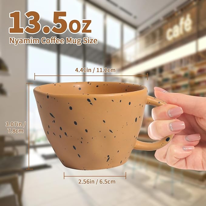 Coffee Mugs Set of 4, 13.5 oz Multicolour Ceramic Coffee Cups, Latte Mug with Large Handle for Coffee, Tea, Cocoa, Milk, Used for Microwave Ovens and Dishwashers (white)