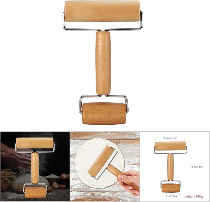 Pizza Roller,Rolling Pins for Baking,Wooden Pizza Dough Roller Small Rolling Pin for kitchen essentials Pastry Tortilla Pizza Cookie Home Baking(4.13in, 2.36in)