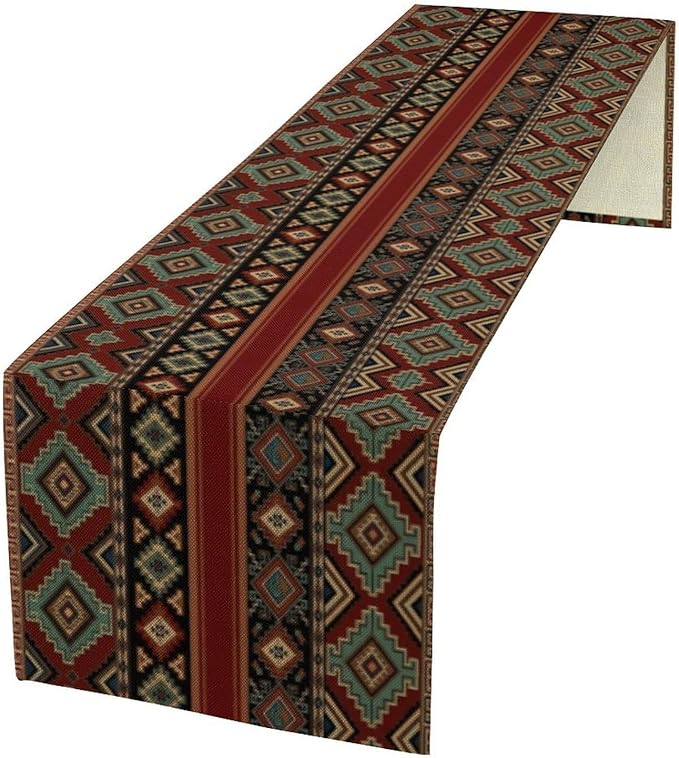 Aztec Table Runners,Southwestern Native American Abstract Tribal Navajo Print Table Cloth for Kitchen Dining Table Decoration for Home Party Decor 13x120 Inch