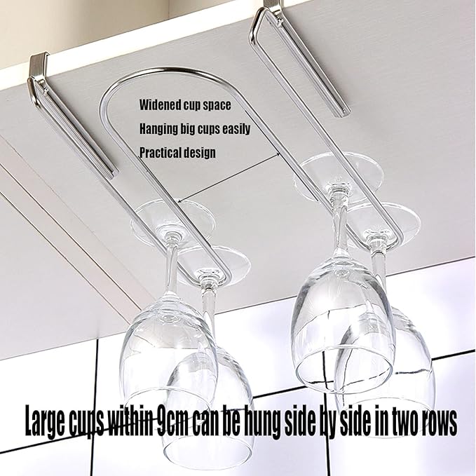 Wine Glass Rack Under Cabinet Metal, Stainless Steel Wire Storage Hanger, Wine Glass Drying Rack, More Convenient To Take And Place, Widen The Mouth Of The Hanging Cup
