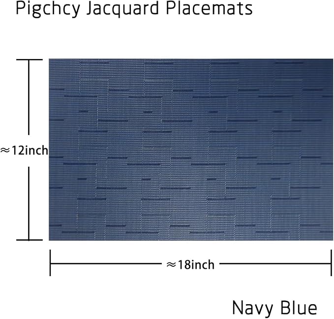 PIGCHCY Placemats,Washable Durable Durable Woven Vinyl Placemats for Dining Table,Heat Resistant Plastic Placemats Set of 6 (18 x 12 inches,Midnight Blue)
