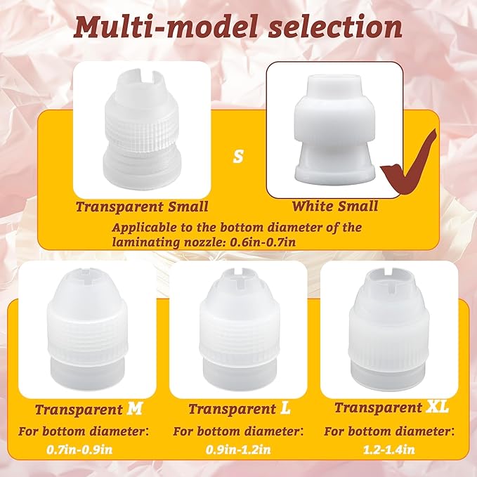 10 Pack Piping Bag Couplers for Icing Nozzles, Medium Couplers for Piping Bags, White - Small sized - PP