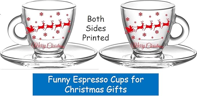 BOHEM'S Espresso Cups, 3.2-Ounce. Small Demitasse Clear Glass Espresso Drinkware, Set Of 2 Cups, Saucers and Stainless Steel mini Spoons, Hostess, Coffee Lover/Enthusiast (Christmas)