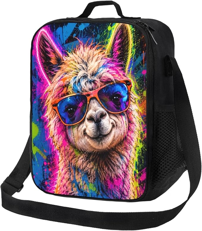 Alpaca Lunch Bag for Women Men Portable Reusable Insulated Lunch Box Leakproof Meal Prep Tote Thermal with Adjustable Shoulder Strap for Adult Work Picnic