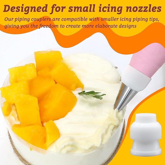 10 Pack Piping Bag Couplers for Icing Nozzles, Medium Couplers for Piping Bags, White - Small sized - PP