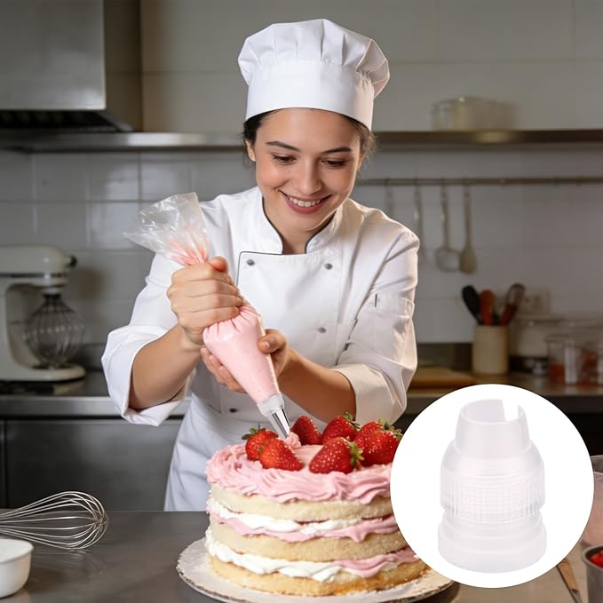 12pcs Piping Bag Couplers, 3x2.3cm/1.18x0.91in Plastic Standard Pipe Icing Piping Tip Coupler Cake Decorating Tool for Frosting Icing Nozzles (White)