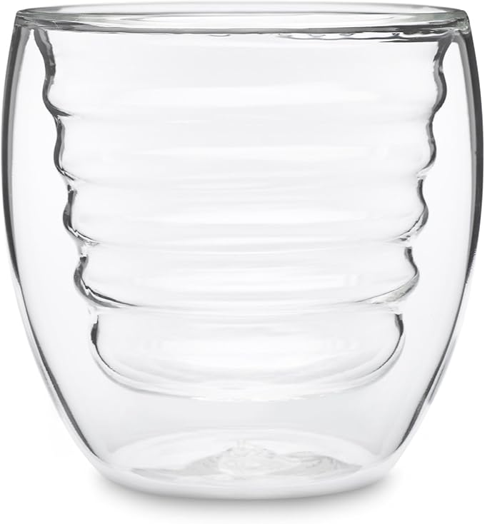 Curva Artisan Series Double Wall Beverage Glasses and Tumblers – Set of 4 Unique 8 oz Thermo Insulated Drinking Glasses