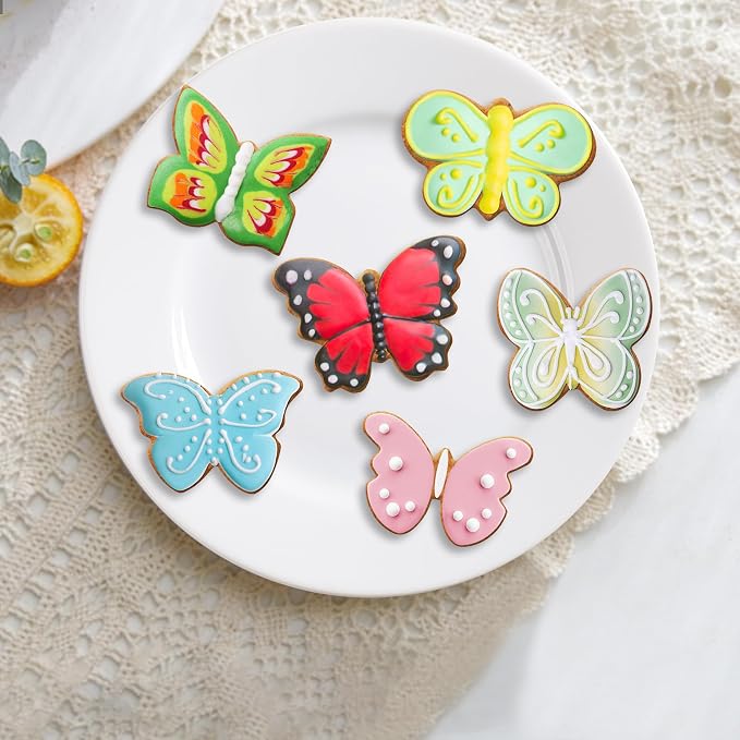 FUSOTO 6PCS Butterfly Cookie Cutters Set, 3 Inches Butterfly Shaped Cookie Cutter, Stainless Steel Cookie Cutters for Baking, Butterfly Shapes Baking Tool for Homemaking Cookie,Biscuits,Dough