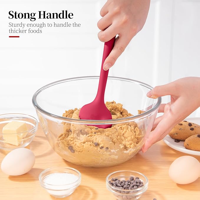 Silicone Spoon Spatulas Set, 600ºF Heat-Resistant BPA-Free Non-Stick Rubber Spoonulas Kitchen Baking Cooking Spoons Versatile for Scooping, Mixing, Stirring, Serving (Set of 3, Multi-3)
