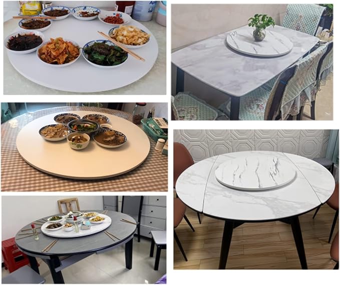 Round Wooden Serving Plate 360° Rotating Turntable - For Kitchen Dining Table Swivel Serving Trays, Round Lazy Susan Turntable Ø20inch-39inch, One-piece, Stable Rotation (Color : Wood, Size : Ø70cm(