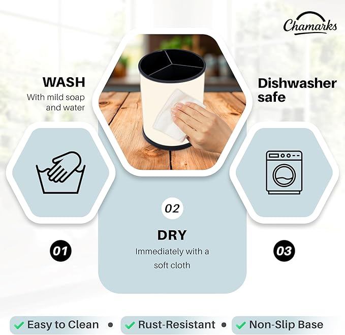 Kitchen Utensil Holder and Countertop Organizer. (Cream)
