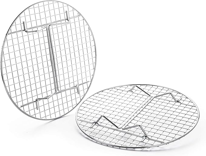 Foraineam 4 Pack 10.5 inch Steamer Rack Round Grilling Rack for Cooling Steaming Baking Cooking, Lifting Food in Pots, Cake Pan, Pressure Cooker and Oven