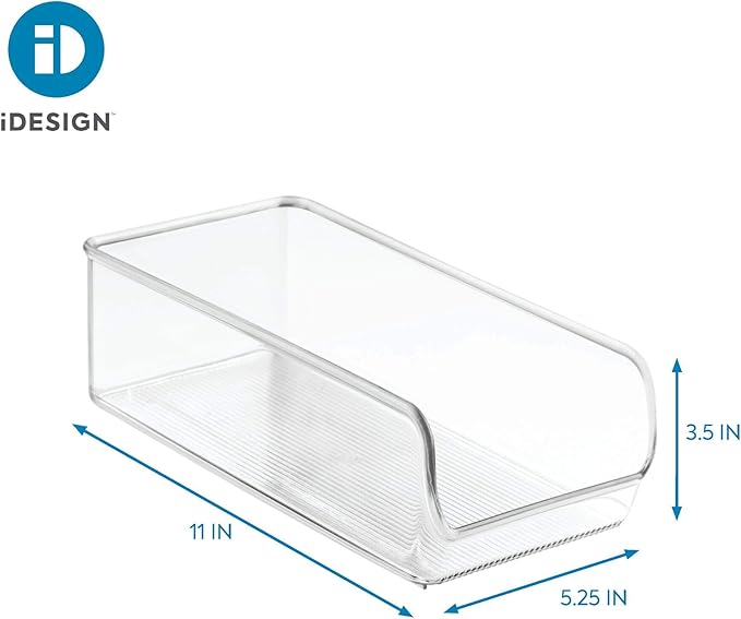 iDesign Recycled Plastic Freezer and Refrigerator Organizer Bin, Set of 2, The Linus Collection – 5.25" x 11" x 3.5", Clear