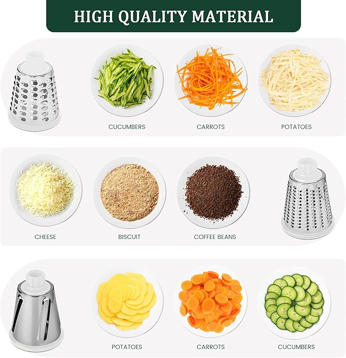 HANSGO Rotary Cheese Grater, Hand Crank Cheese Shredder, 3 Metal Blades & Cleaning Brush, Non-slip Suction Base, Labor-Saving Handle, Kitchen Gadgets for Vegetable, Nuts, Gifts for Women