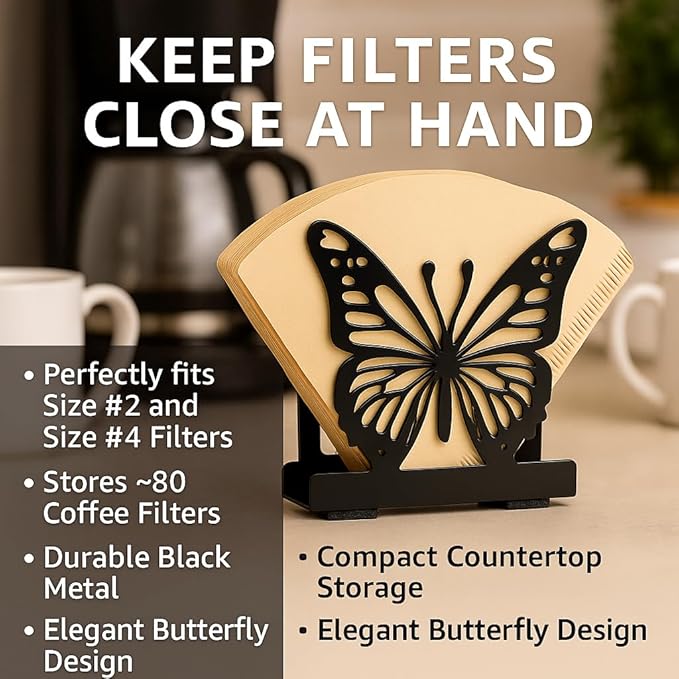 LFT 2‑Pack Napkin Holder Set, butterfly napkin holder set for everyday and cocktail napkins, metal stand for table, kitchen