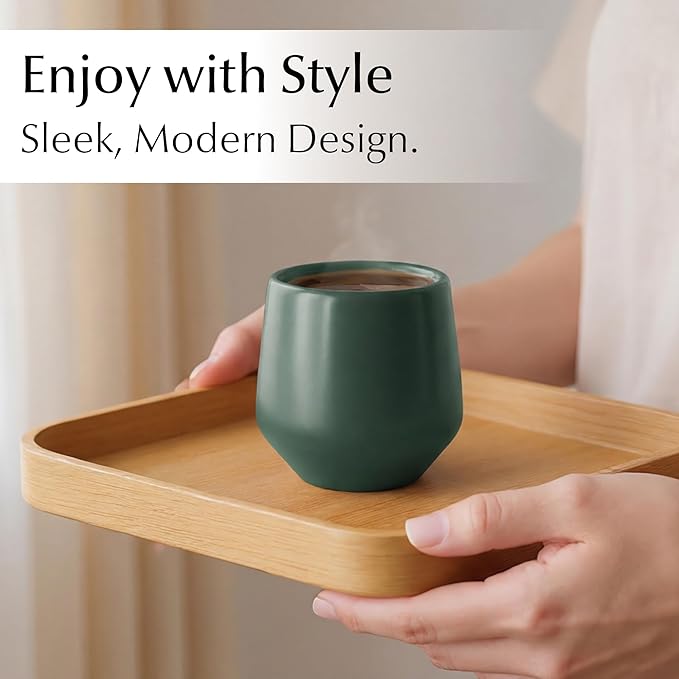 MIAMIO - Espresso Cups Set of 4 (2.7 oz) / Espresso Cup, Ceramic Espresso Cups, Handleless Mug, Japanese Tea Cups - Luxe Collection (Evergreen)