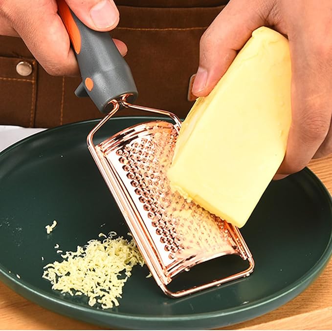 Professional Cheese Grater with Anti-Slide Handle, Rose Gold Stainless Steel Cheese Grater Handheld, Grater Hand Crank, Practical Kitchen Gadgets, Graters for Cheese, Chocolate, Spices (2 Graters)