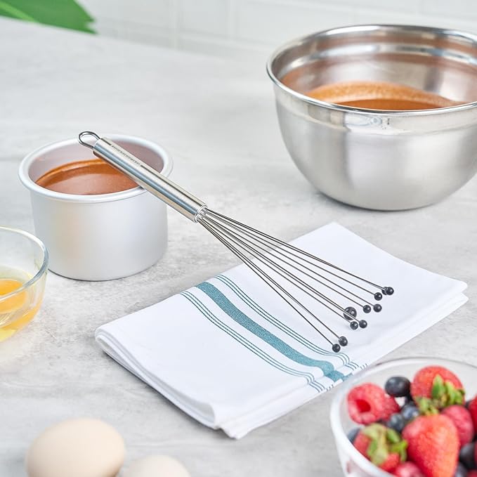 Restaurantware 10.5 in Stainless Steel Ball Whisk with Silicone Tips - 24 Pack - German Standard Sauce & Gravy Whisk, Non-Scratch, Dishwasher Safe - Non-Stick Silicone Ball Whisk for Baking