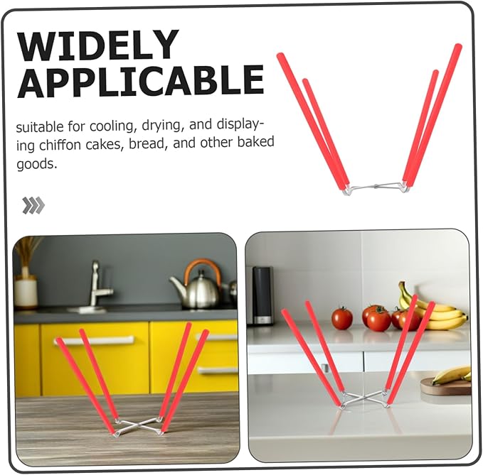 Cabilock Collapsible Stainless Steel Chiffon Cake Stand Baking Rack for Cooling Inverted Cake Holder Folding Baking Stand