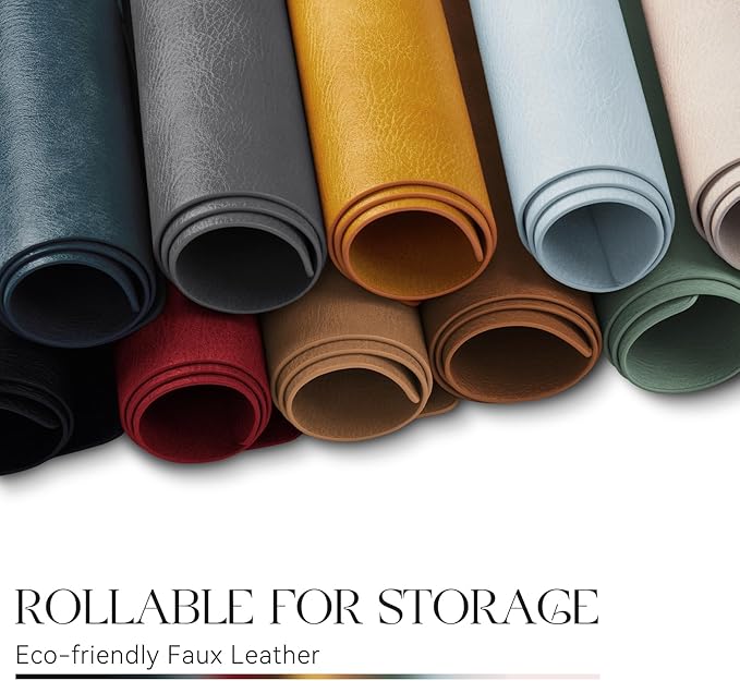MOSAYT Vinyl Placemats Set of 8-12 X 17 Inch - Faux Leather 100% Waterproof Oil-Proof Wipeable PU Place Mats, Heat Resistant Reversible Table Mats for Kitchen, Dining, Outdoor, Beige
