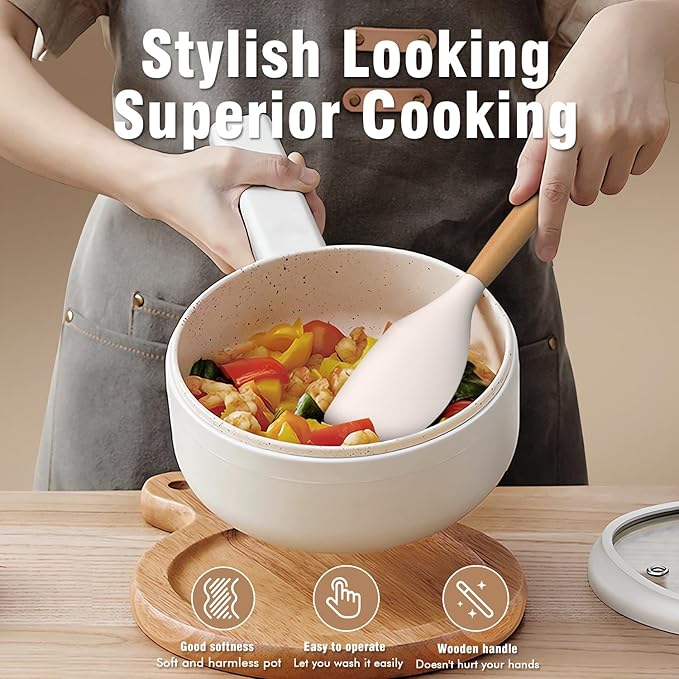 Silicone Cooking Utensils Set - AVGPD Silicone Kitchen Utensils for Cooking Wooden Handles, 446°F Heat Resistant Kitchen Utensil Spatula Sets, Gadgets for Non-Stick Cookware BPA FREE (Multicolour)