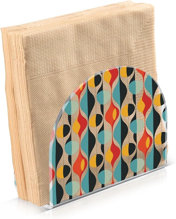 Fustylead Abstract Mid-Century Modern Style Napkin Holder for Table Acrylic Vertical Napkin Holders for Paper Napkins Decorative Napkin Dispenser for Home Party Dining Cocktail Kitchen, 2 Pack