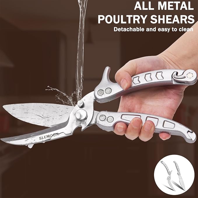 Heavy Duty Kitchen Poultry Shears Silver,2pcs set