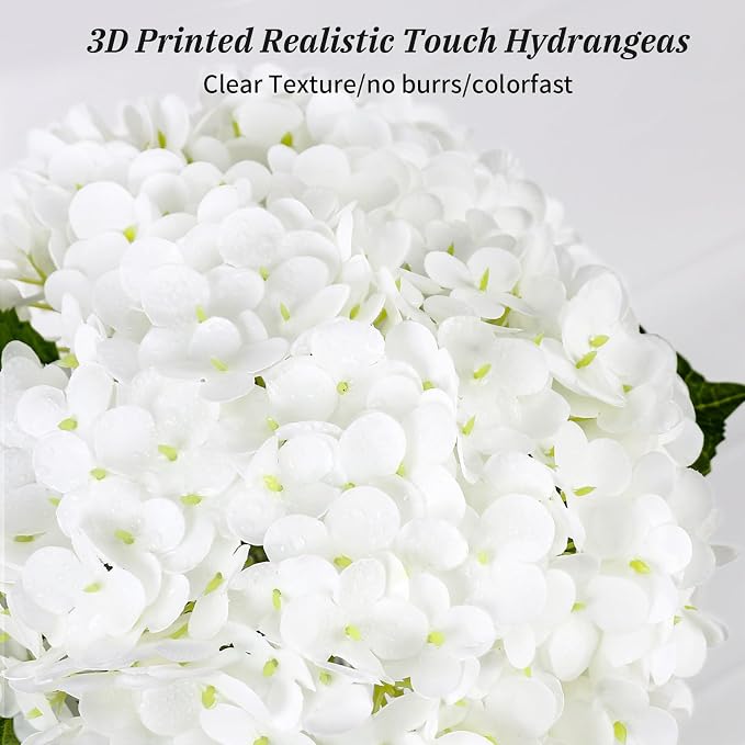 Leftover Hydrangea Artificial Flowers,4 Pcs Real Touch Hydrangea Flowers with 3 Pcs Butterflies for Centerpiece Table Decorations,Floral Arrangements for Coffee Table Decor Living Room Decor