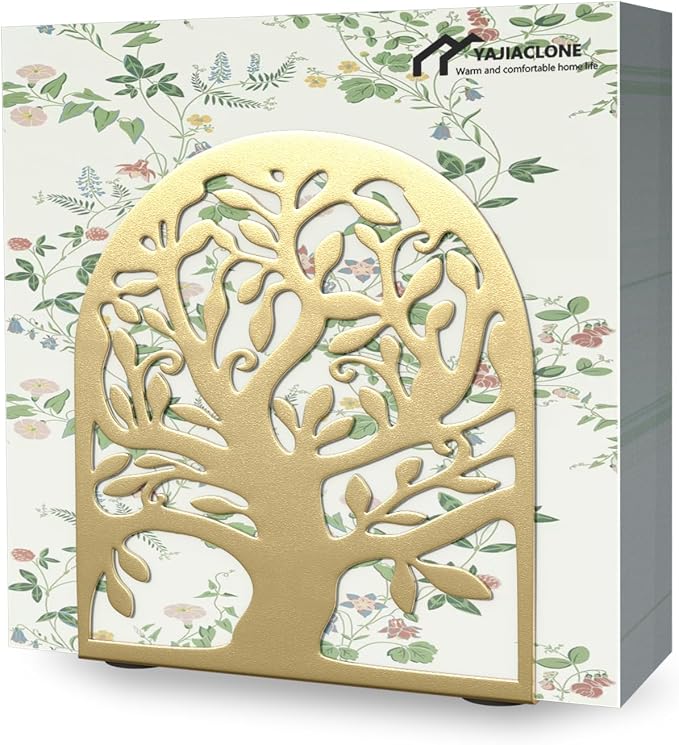Metal Napkin Holder for Table – Decorative Tree of Life Napkin Holders for Kitchen & Dining Table, Fits Cocktail, Lunch & Guest Paper Napkins, Gold Countertop Napkin Holder for Home, Restaurant & Bar.