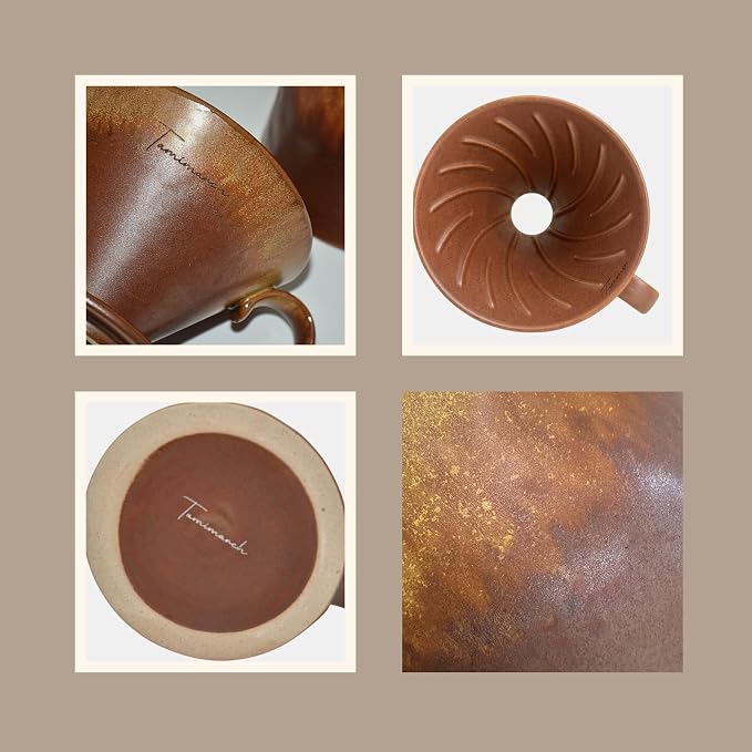 Ceramic Pour Over Coffee Set, Slow Brewing Accessories for Home & Travel (Iron Ember)