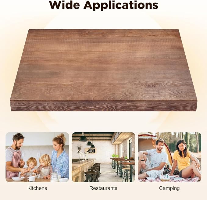 Ottoman Tray Large, Wooden Coffee Table Tray, Walnut Serving Tray with Handles, Rustic Pine Wood Decorative Tray for Living Room, Kitchen Countertop Organizer, Stove Top Cover, 29.5x22 Inch