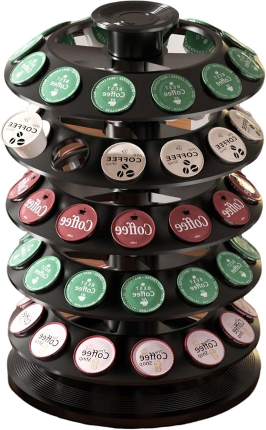 Coffee Capsule Holder for Nesp Vertuoline Cafe Pods, 360° Rotating Coffee Pods Storage Organizer Stand Compatible with Nespresso Vertuo Line Capsules, Holds 60 Pods(Black)