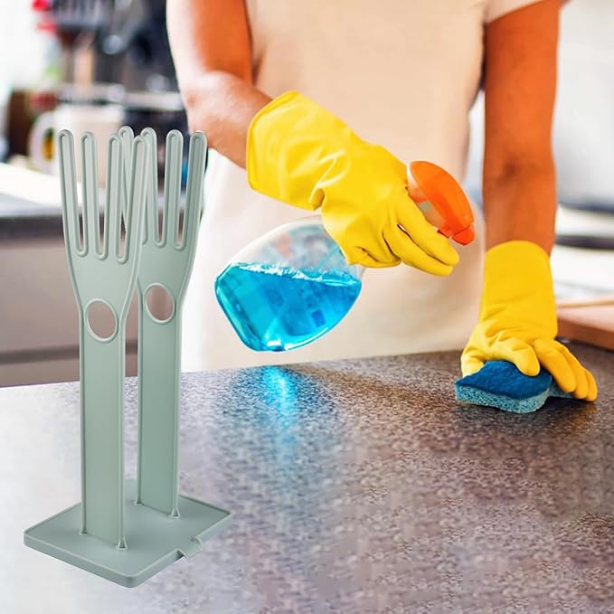 Kitchen Gloves Holder Plastic Mitten Drying Stand Reusable Dishwashing Glove Rack Sink Side Organizer Holder-Blue