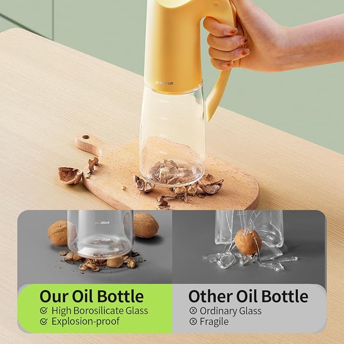 Oil Dispenser and Oil Sprayer for Cooking,10oz/300ml Olive Oil Sprayer for Kitchen,20oz/580ml Oil Dispenser with Auto Flip Cap,Glass Oil and Vinegar Dispenser Spray and Pour for Air Fryer,Salad,BBQ