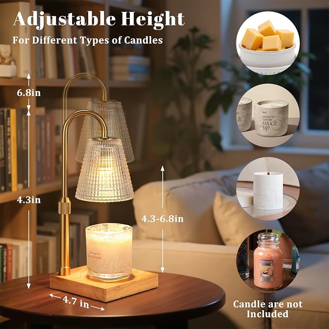 Hong-in Adjustable Candle Warmer Lamp with Timer Dimmer,Birthday Gifts for Women Mom Sister,House Warming Gifts New Home Room Decor,Vintage Wax Warmer for Scented Wax Jar Candles