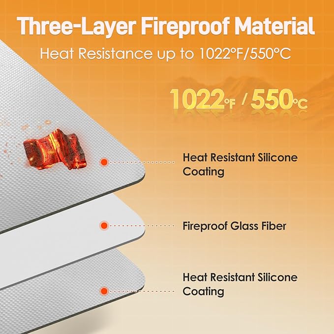 Heat Resistant Mat for Air Fryer, 12 x 14in Heat Resistant Mat for Countertop, Fireproof Silicone Countertop Protector Appliance Slider Hot pod for Air Fryer, Coffee Maker, Toaster, Oven (Grey)