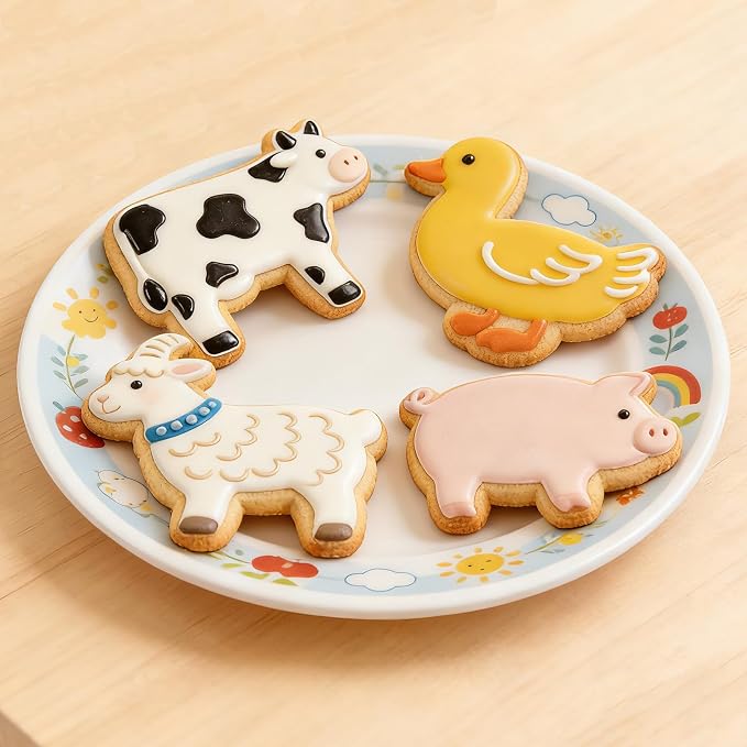 hitsuki Farm Animal Cookie Cutters Set Farm Animal Shapes Stainless Steel Metal Funny Cute Farm Cookie Molds，6Pcs