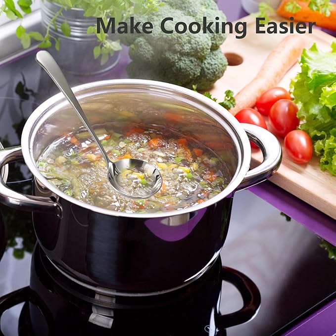 Asanta 2 PCS Small Soup Ladle, 7.7 Inch Sauce ladle, Durable 304 Stainless Steel Gravy Ladle Spoon, Mini Kitchen Serving Ladles for Sauces, Gravy, Salads, Soups, Desserts