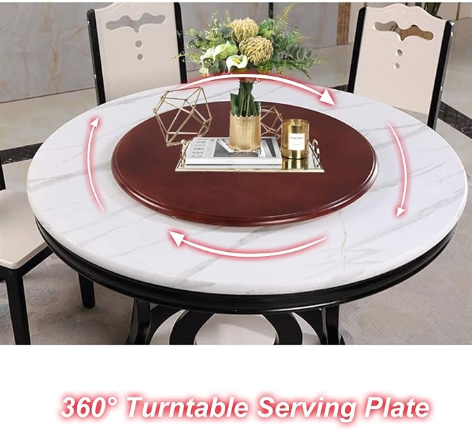 Wooden Lazy Susan Round Table Turntable, Large Dining Table Tabletop Serving Plate, 50cm~100cm, Wooden Swivel Display Tray 360°, No Need To Install, For Hotel/Family Dinner (Color : White-B, Size :