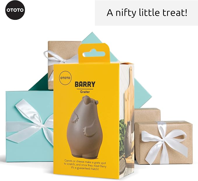 OTOTO Grater - Stainless Steel, BPA Free, Dishwasher Safe, Fun Kitchen Gadget, Vegetable Shredder, Cute Kitchen Gifts & Accessories (Barry The Bear Cheese Grater, Brown)