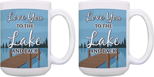 ThisWear Lake Themed Gifts Love You to the Lake and Back Couples Coffee Mug Set
