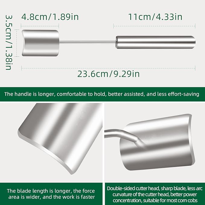 Corn Peeler,New Long Handle Stainless Steel Corn Stripper Tool, Corn on the Cob Remover, Corn Peeling Tool,Corn Cutter to Cut Corn off the Cob,Suitable for Kitchen and Outdoor Dining (2 Pcs)