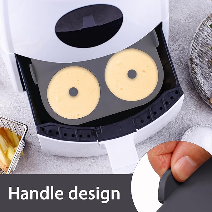 Silicone Donut Molds for Air Fryer, Set of 1, 4-Cavity Non-Stick Doughnut Pans with Carrying Handle, Doughnut Bagel Baking Tin for Muffins Cake, Dishwasher Safe, Grey