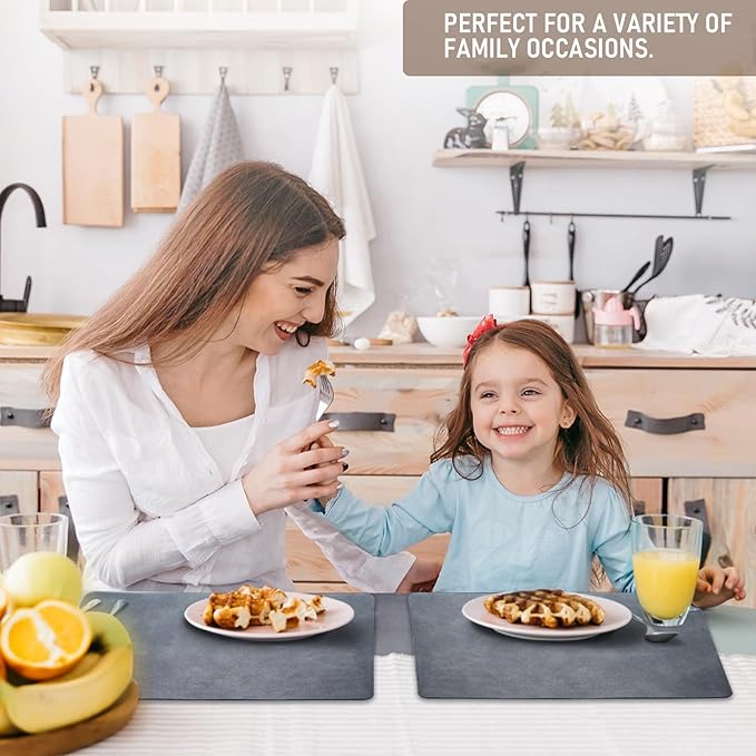 UnivoColors Placemats,Heat Resistant Placemats Set of 6 Washable 12x17 Inch,Waterproof Table Mats,Wipeable Pu Place Mats for Kitchen,Dining Room.Olive Green.