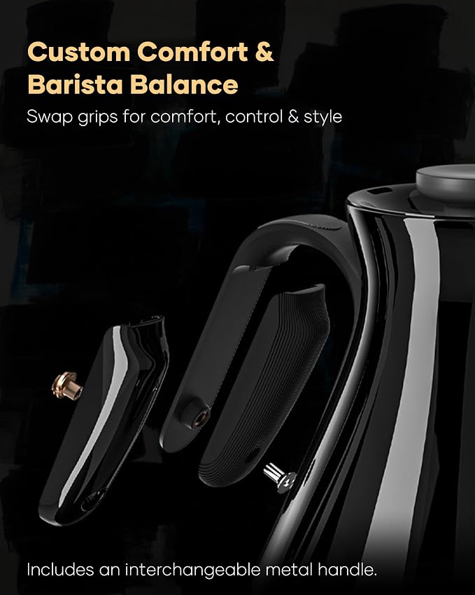 Cocinare Gooseneck Electric Kettle, ±0.5°F Precision Temperature Control for Pour-Over Coffee & Tea, 0.6L, Master Soulages Black Collection
